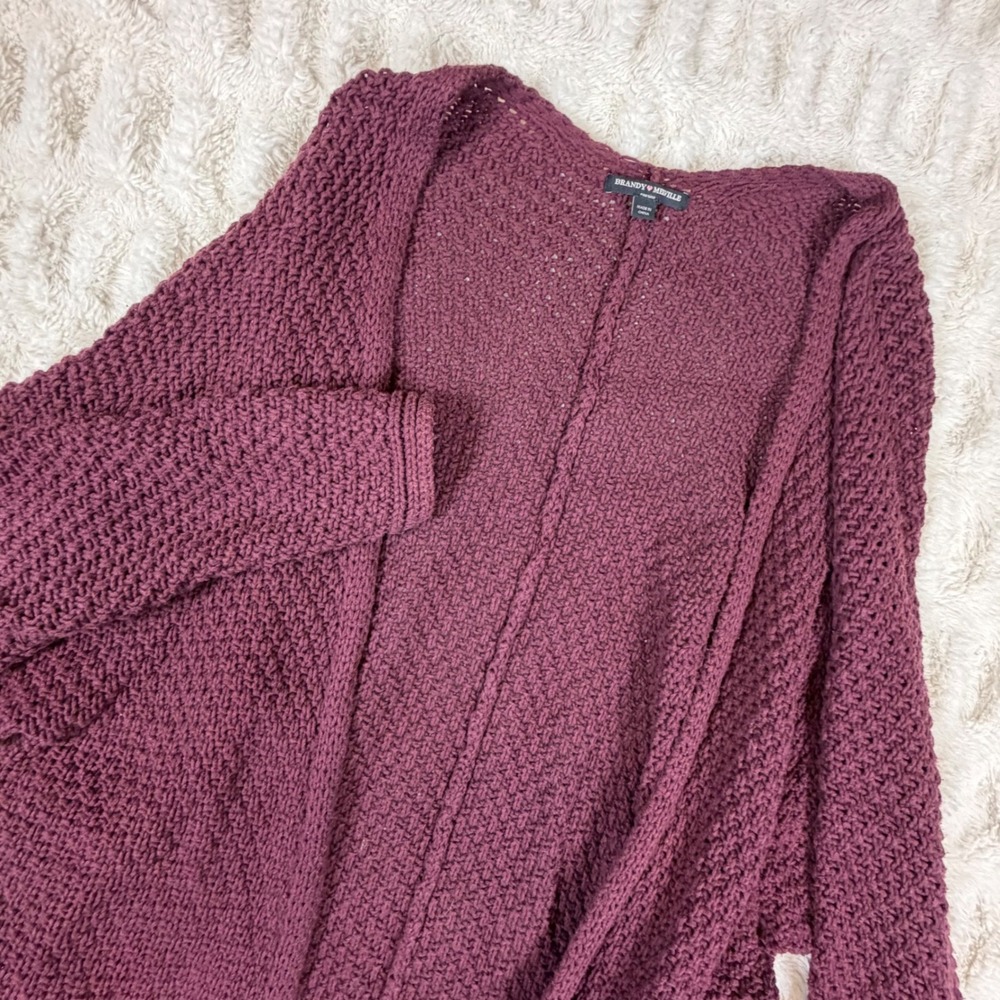 Brandy Melville Burgundy Open Front Knit Cardigan Sweater One Size Oversized